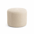 Round Cotton Knit Ottoman Beige 40cm Diameter