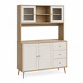 Wooden Sideboard with Hutch Oak/White 120cm