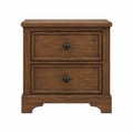 Wood Nightstand with 2 Drawers Brown 60cm Width 45cm Height 35cm Depth