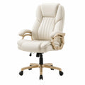 Ergonomic Office Chair with PU Leather High Back Adjustable Height Cream
