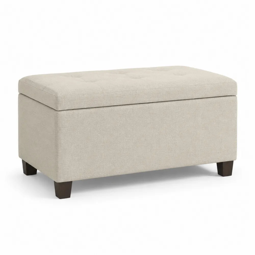 Fabric Storage Ottoman Beige 120x45x45 cm