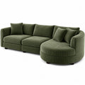 Green Corduroy Sectional Sofa with Foam Filling