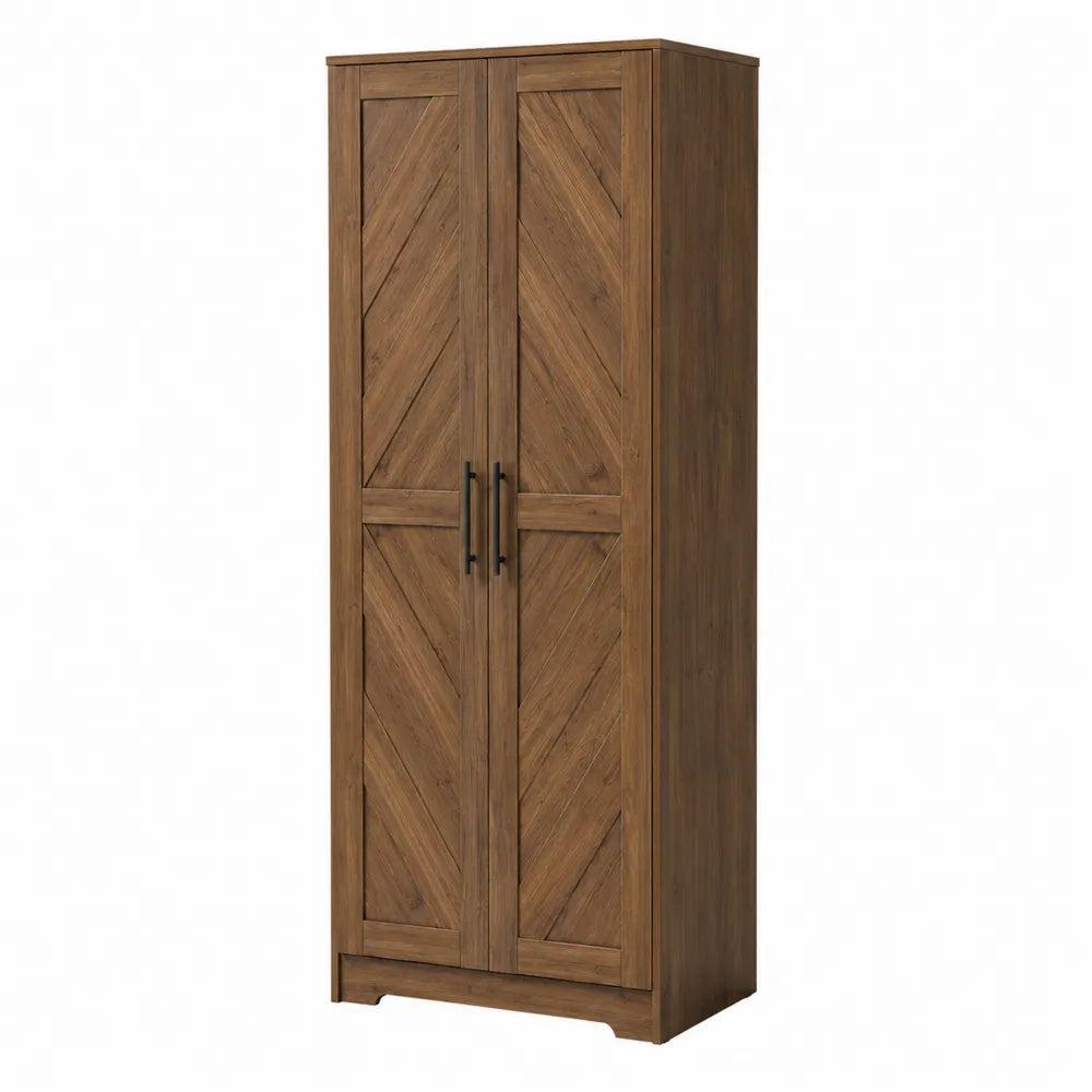 Wooden Storage Cabinet with 2 Doors and Chevron Pattern