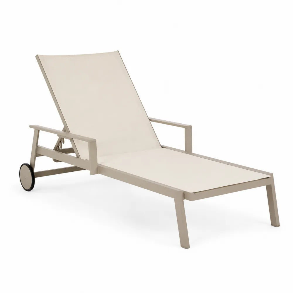 Outdoor Adjustable Aluminum Sun Lounger Beige 200cm
