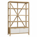 Wood Bookshelf with Drawers and Cross Backing 180cm