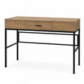 Rectangular Engineered Wood Desk with Steel Legs in Natural Oak