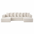 L-Shaped Sectional Sofa Boucl茅 Fabric Cream 330cm