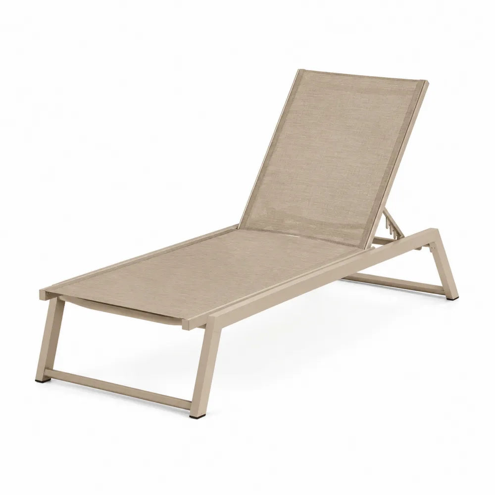 Outdoor Aluminum Sun Lounger Beige Adjustable Backrest 193cm
