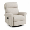 Fabric Recliner Chair with Swivel and Glider Motion, Beige
