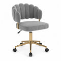 Grey Velvet Office Chair with Stainless Steel Base