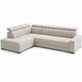 L-Shaped Fabric Sectional Sofa Beige 285cm x 220cm