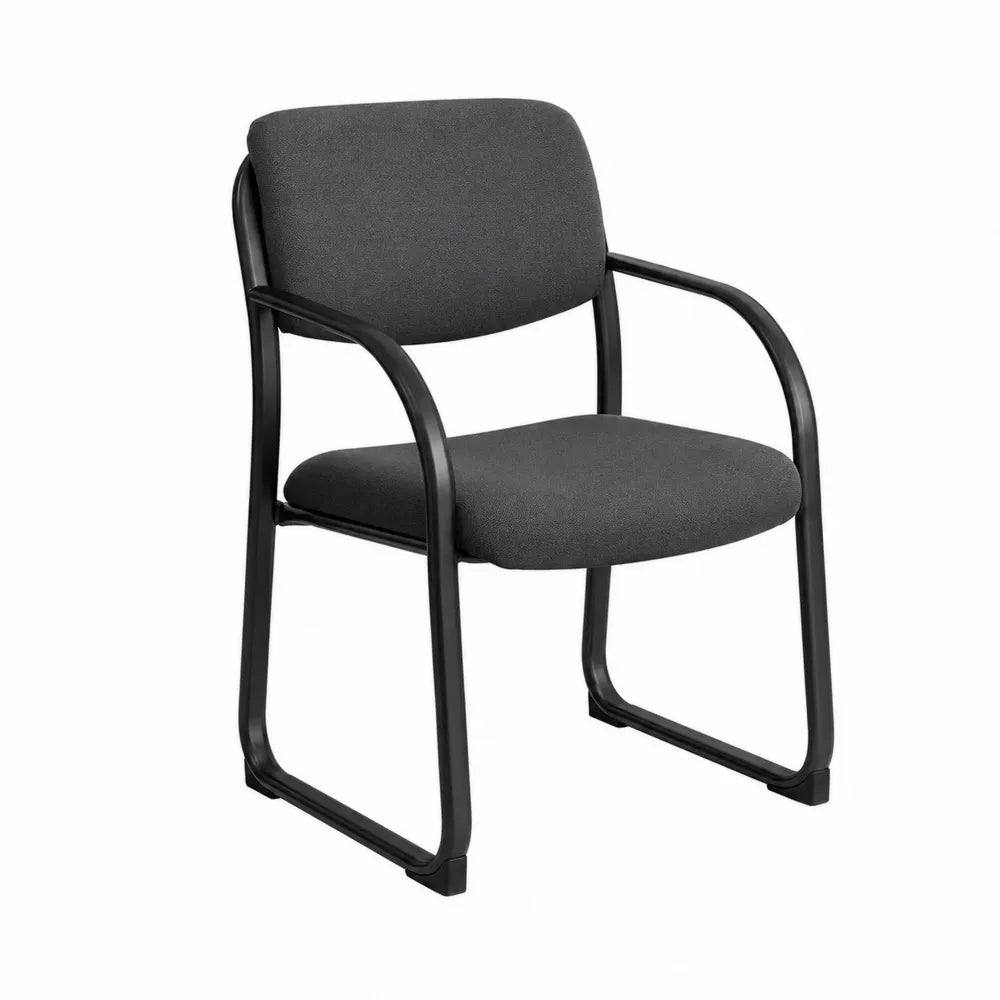Office Chair Fabric Upholstered Steel Frame Black 81cm Height