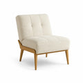 Modern Lounge Chair Boucl茅 Fabric Solid Wood Frame Beige 32x31x33 inches