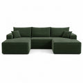 Green Corduroy L-Shape Sectional Sofa Set 300x150x90 cm