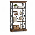 Wood Metal 4-Shelf Bookcase Brown Black 180cmx90cmx40cm