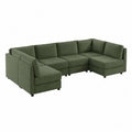 L-Shaped Polyester Fabric Sectional Sofa Green 300cm x 200cm