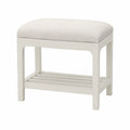 Vanity Bench Rectangular Wood Frame Polyester Upholstery White 50cm x 32cm x 45cm