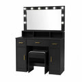 Black MDF Vanity Set with Mirror and Lights