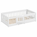 Wood Toddler Bed with Guard Rails and Gate 144x76x64 cm White
