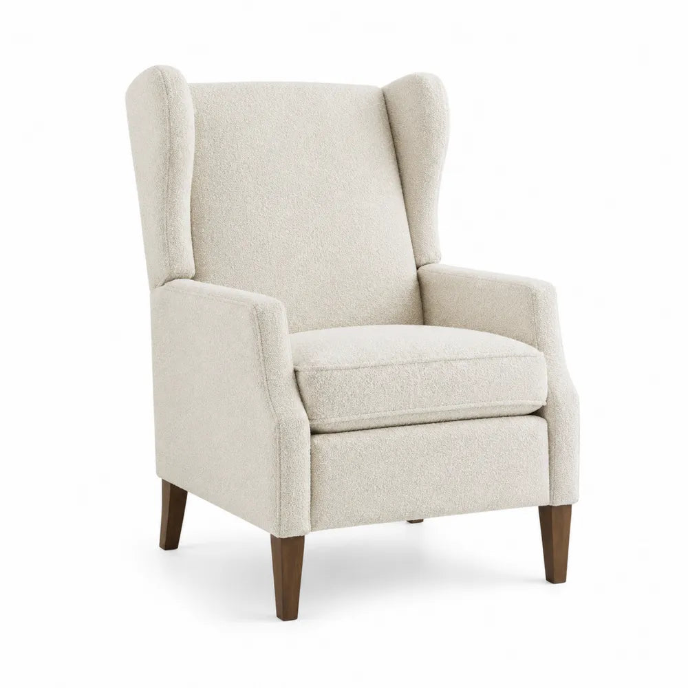 Wingback Armchair Polyester Fabric Beige 90x78x100 cm