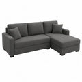 Gray Fabric L-Shaped Sectional Sofa with Chaise 280x155x85 cm