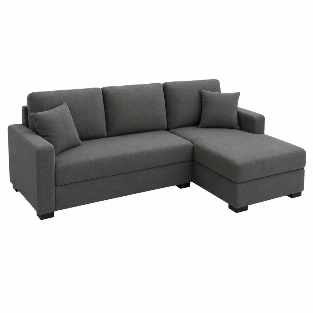 Gray Fabric L-Shaped Sectional Sofa with Chaise 280x155x85 cm