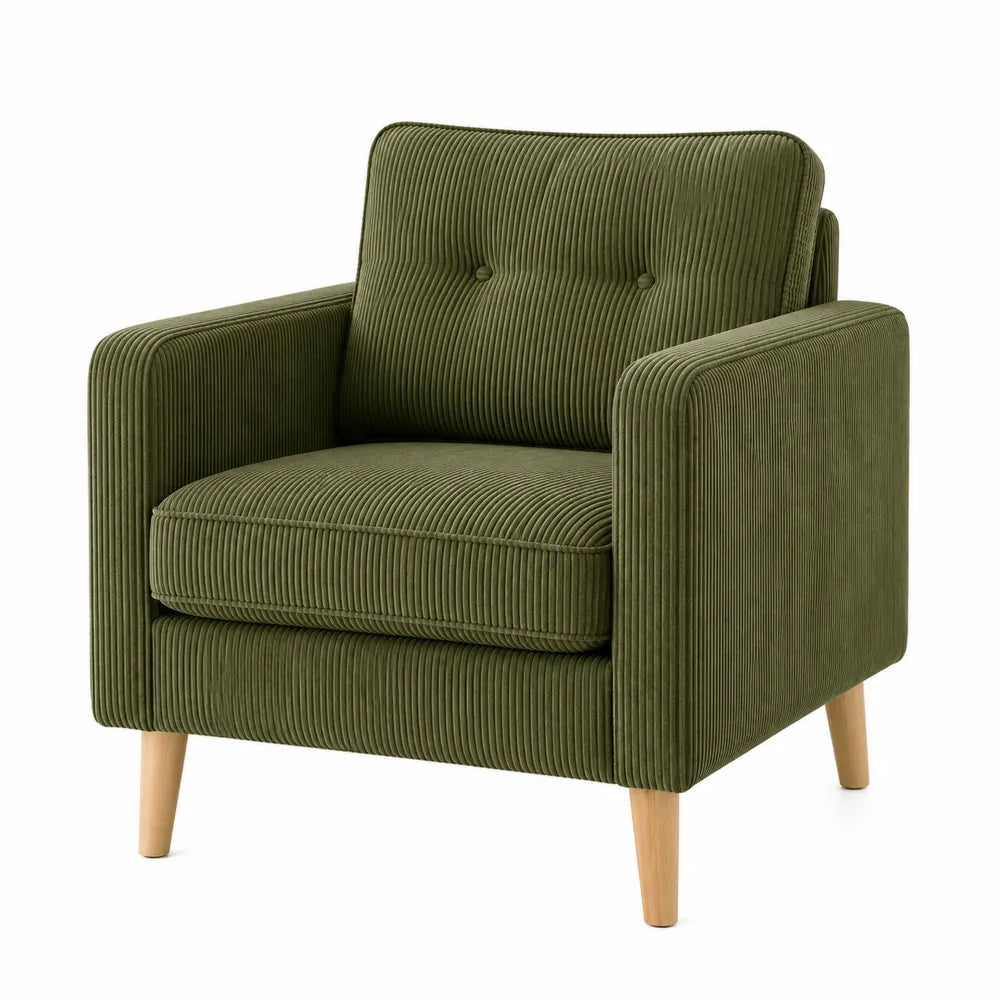 Corduroy Fabric Armchair Green 76cm