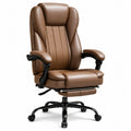 PU Leather High Back Office Chair with Adjustable Recline and Footrest