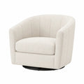 Round Swivel Accent Chair Fabric Ivory 76 cm