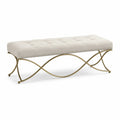 Rectangular Fabric Upholstered Bench with Metal Frame Beige 120cm