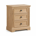 Wood Nightstand with 3 Drawers Oak Finish 66cm High