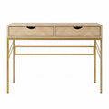 Oak Wood and Steel Desk with Two Drawers