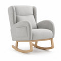 Rocking Chair Fabric Grey with Wood Base