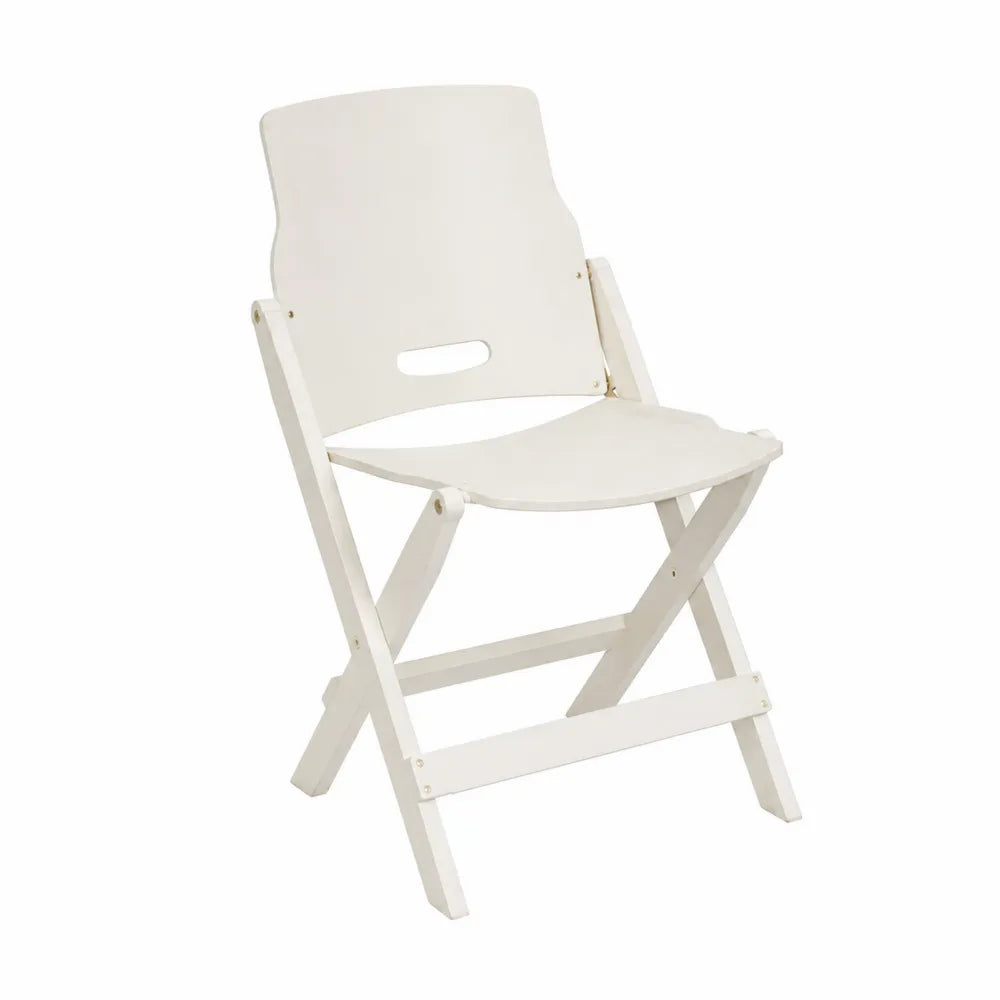 Folding Dining Chair Solid Wood White 45cm x 45cm x 78cm