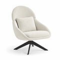 Swivel Lounge Chair with Boucl茅 Fabric and Cushion, Cream