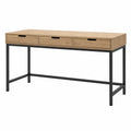 Oak and Metal Desk with 3 Drawers