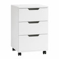 3 Drawer White MDF File Cabinet with Wheels