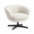 Cream Polyester Swivel Lounge Chair with Metal Base