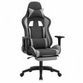 Ergonomic Gaming Office Chair Fabric Black/Grey Adjustable with Footrest
