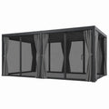 Rectangular Aluminum Gazebo with Polyester Curtains and Screens Black 300x400 cm