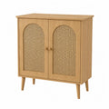 Wooden Sideboard with Cane Doors Natural Finish 80 x 40 x 90 cm