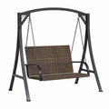 Outdoor Swing Chair Steel Frame PE Rattan Brown 150x72x100 cm