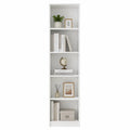 White Engineered Wood Tall Bookshelf with 5 Shelves