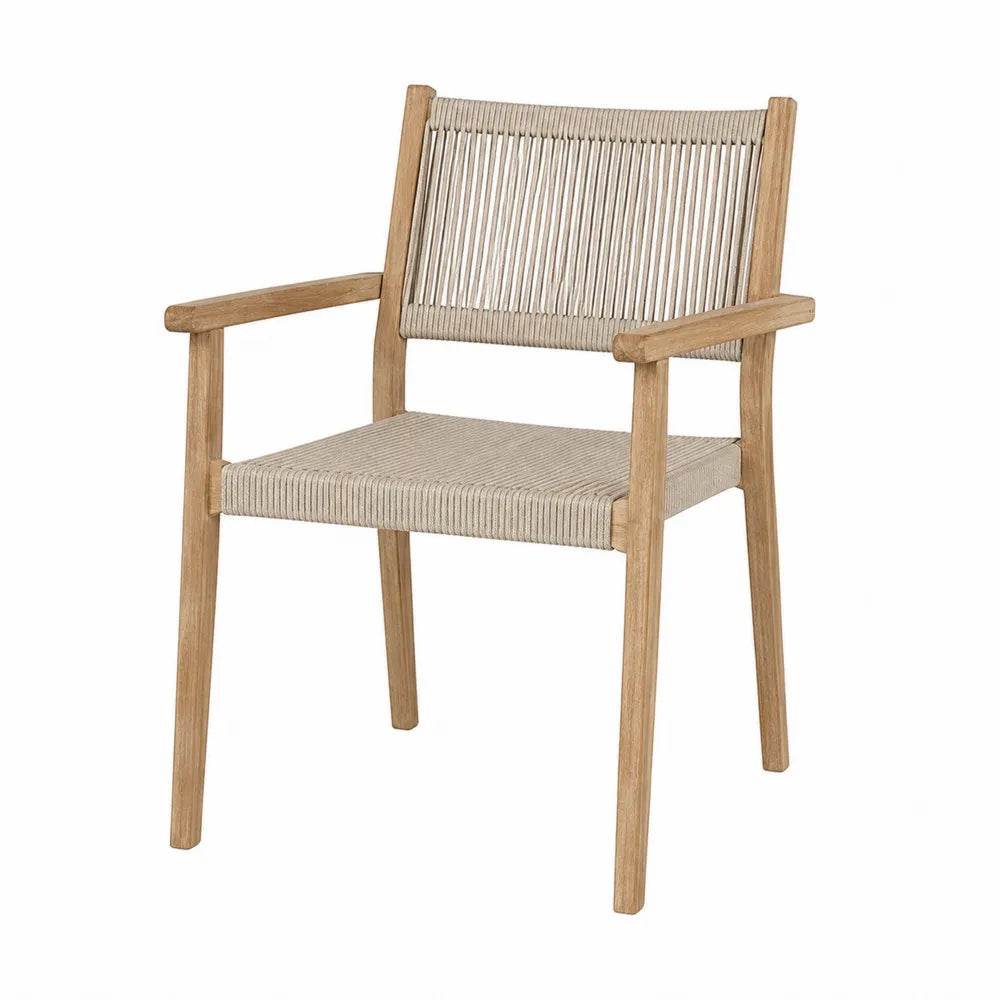 Wood Dining Chair with Polyester Rope Back Beige 86cm
