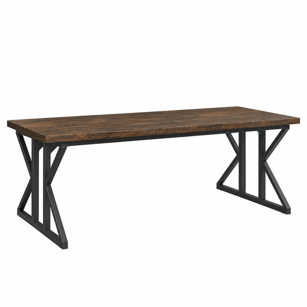 Rectangular Solid Wood Top with Metal Frame Desk