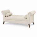 Linen Chaise Lounge Sofa with Wood Legs