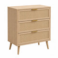 Wooden 3-Drawer Dresser with Woven Cane Fronts