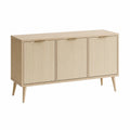 Oak Veneer Sideboard Light Brown 3-Door 160x40x75 cm