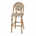Outdoor Bar Stool with Aluminum Frame and PE Rattan Wicker, Beige/Brown