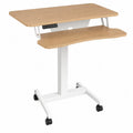 Adjustable Mobile Desk with Dual Surface and Casters Wood and Metal Light Brown